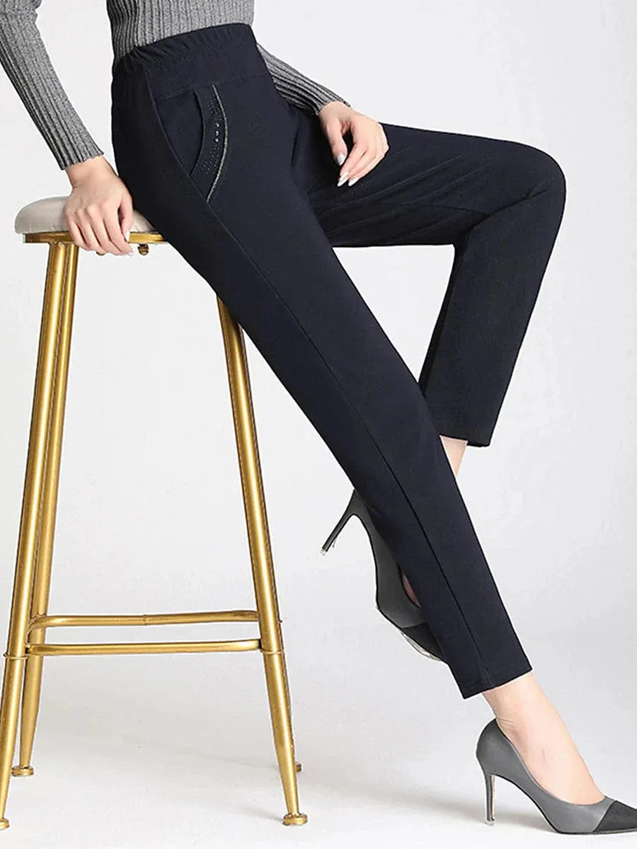 Elegant and Comfortable Women's Skinny Chinos with Side Pockets - Available in 5XL Size