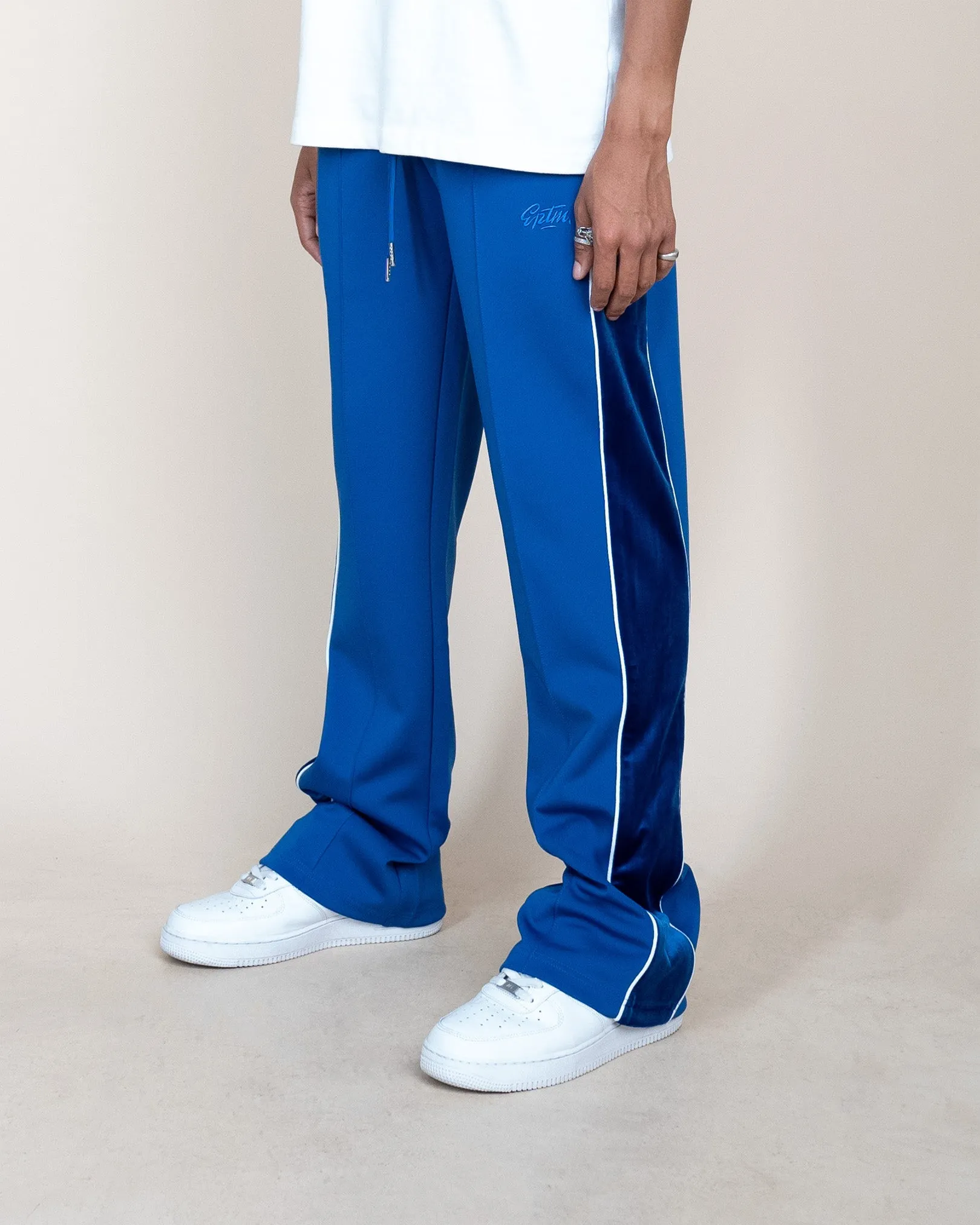 EPTM VELOUR PIPING TRACK PANTS - BLUE