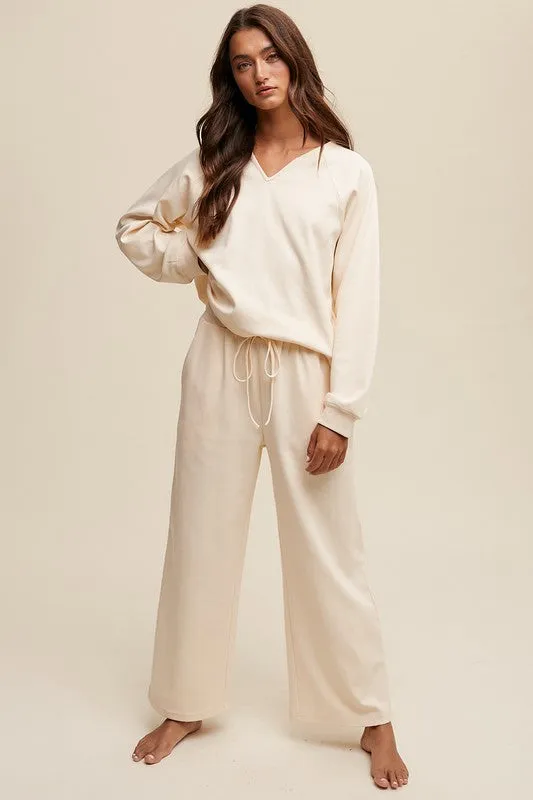 Everyday V-neck Sweatshirt and Pants Set