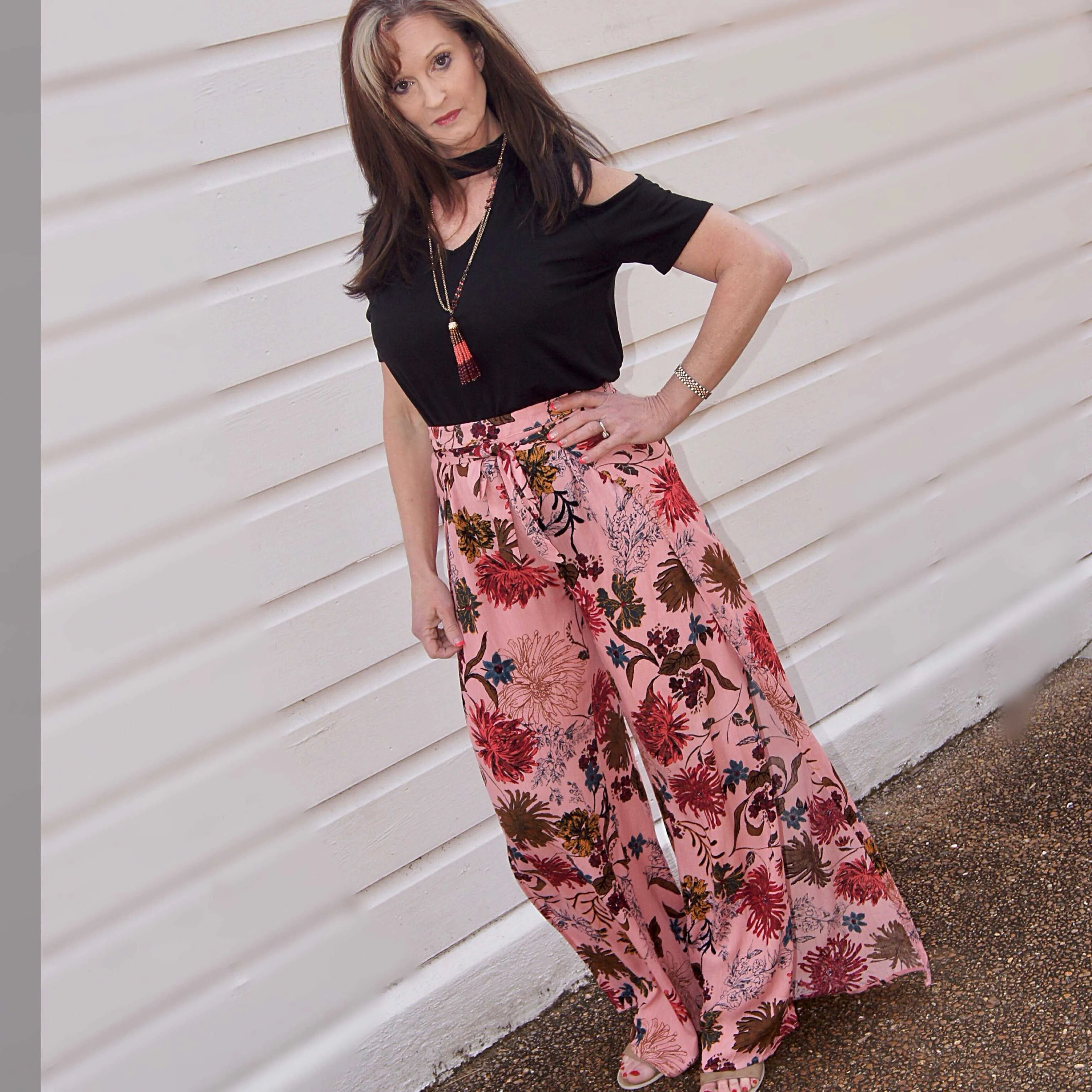 Floral Wide Leg Wrap Pedal Pants