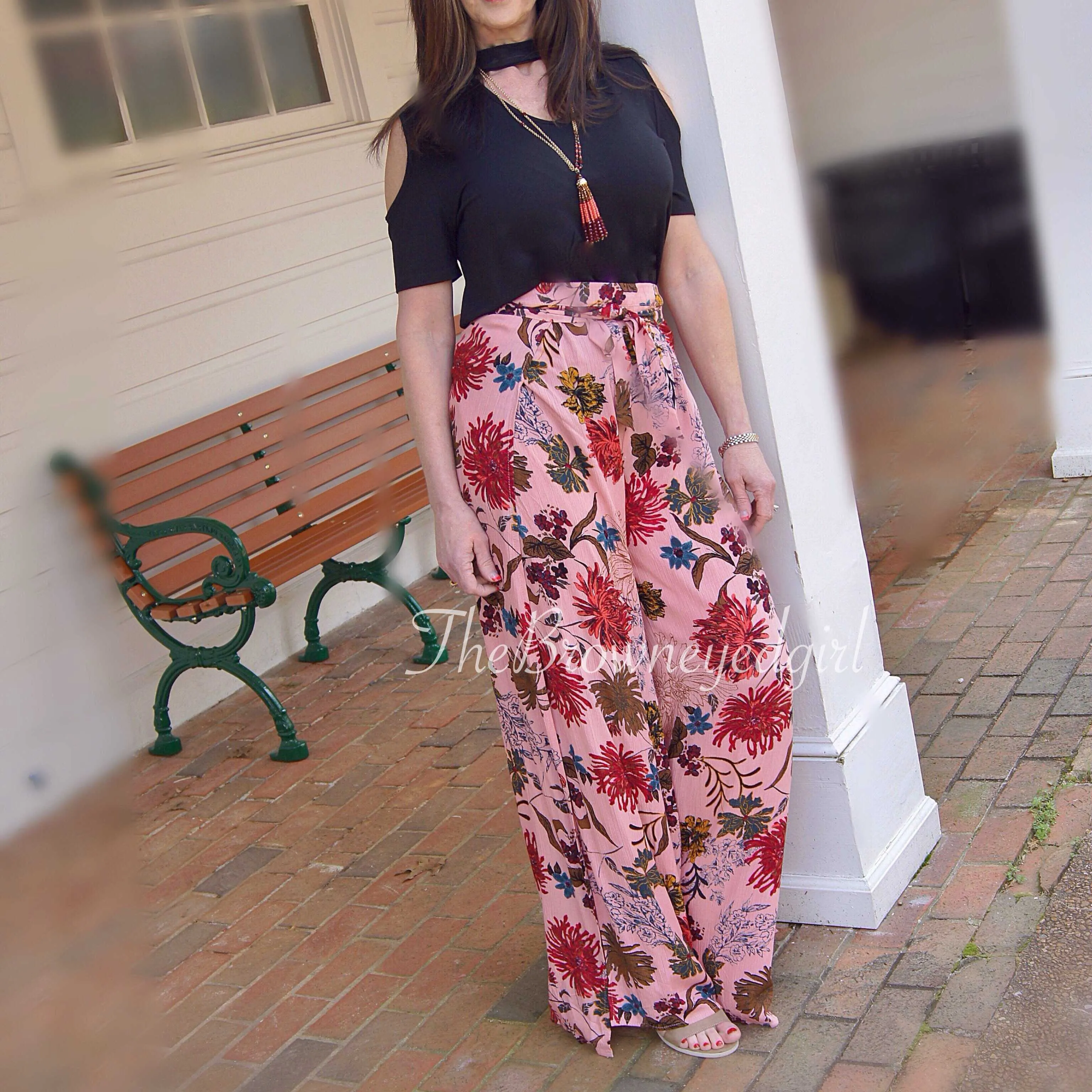 Floral Wide Leg Wrap Pedal Pants