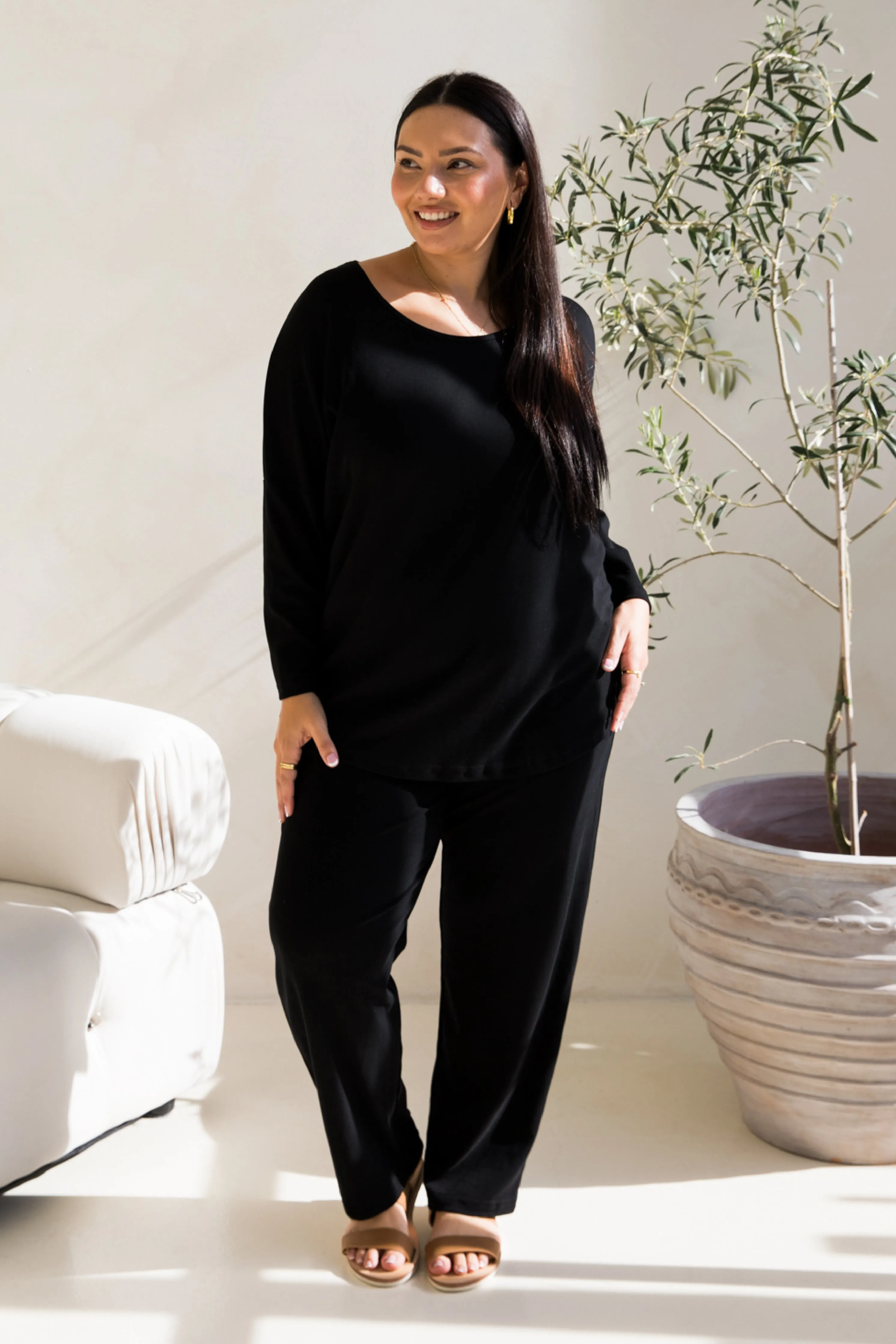 Frankie Lounge Pant in Black