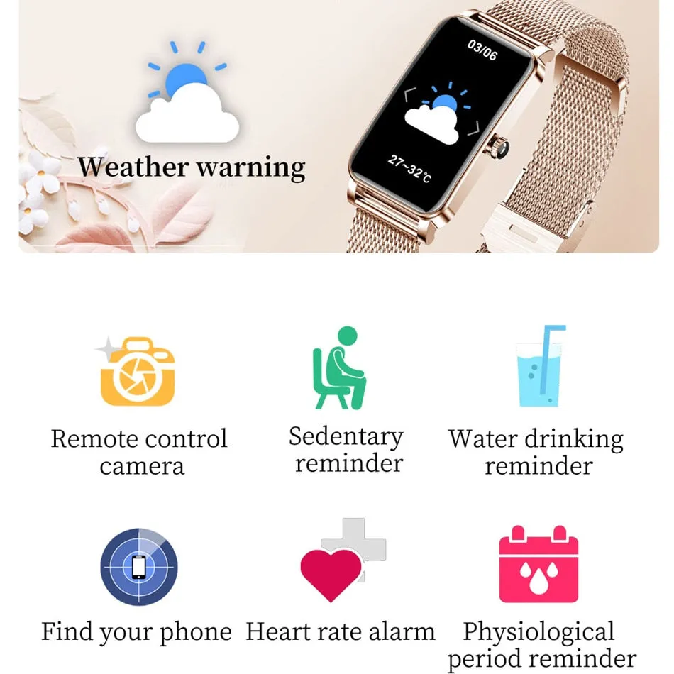 GEJIAN Fashion Smart Watch Women Watches Heart Rate Monitor Call reminder Bluetooth Ladies smartwatch woman For IOS Android  Box