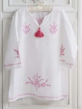 Girls Pink Cotton Kaftan