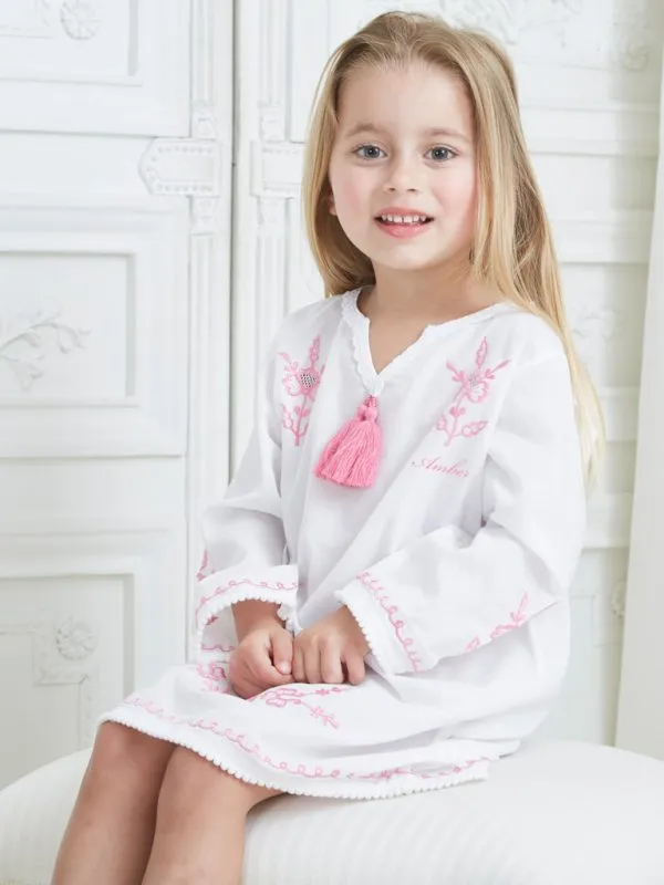 Girls Pink Cotton Kaftan