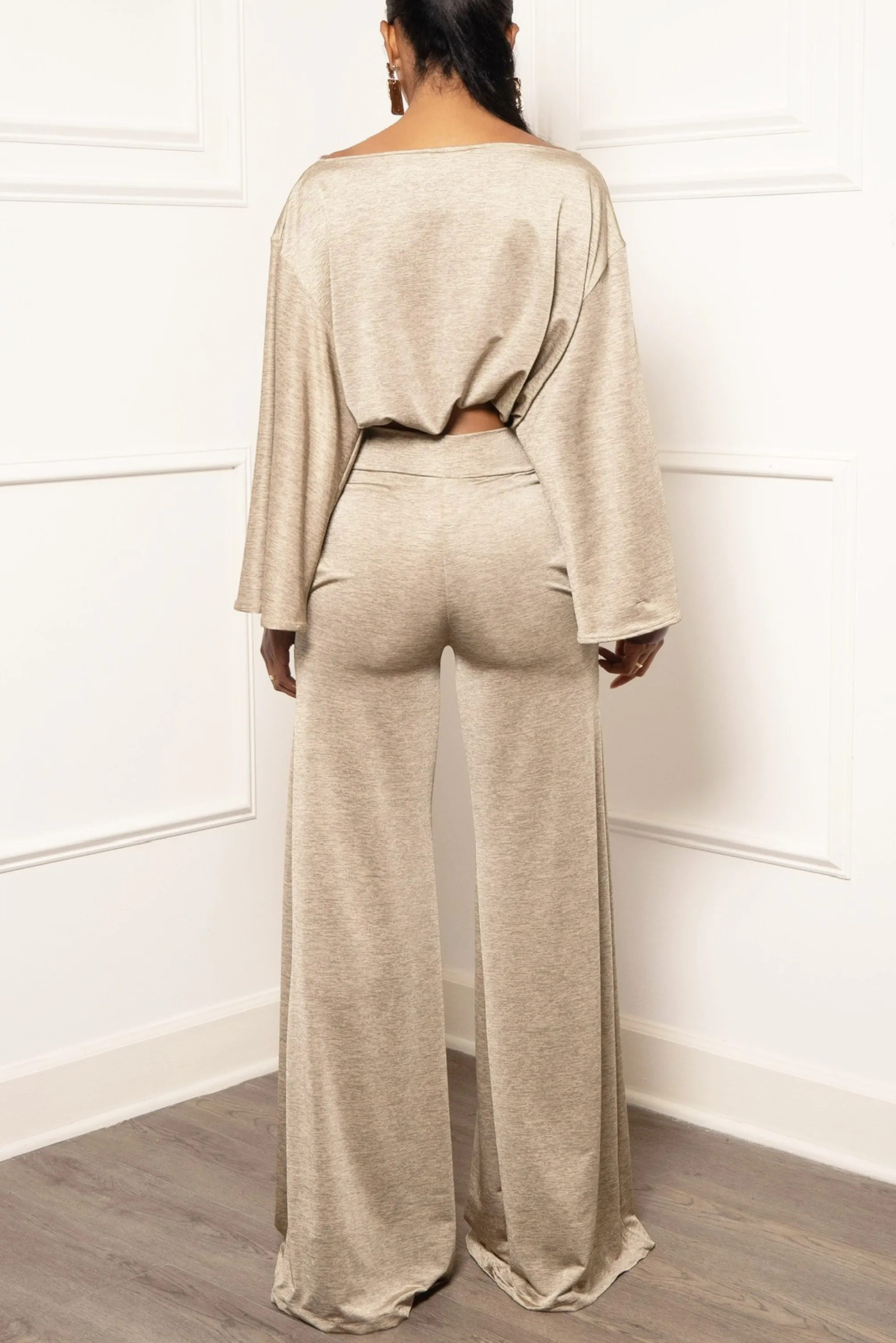 Golden High Waisted Pocket Wide leg Pants