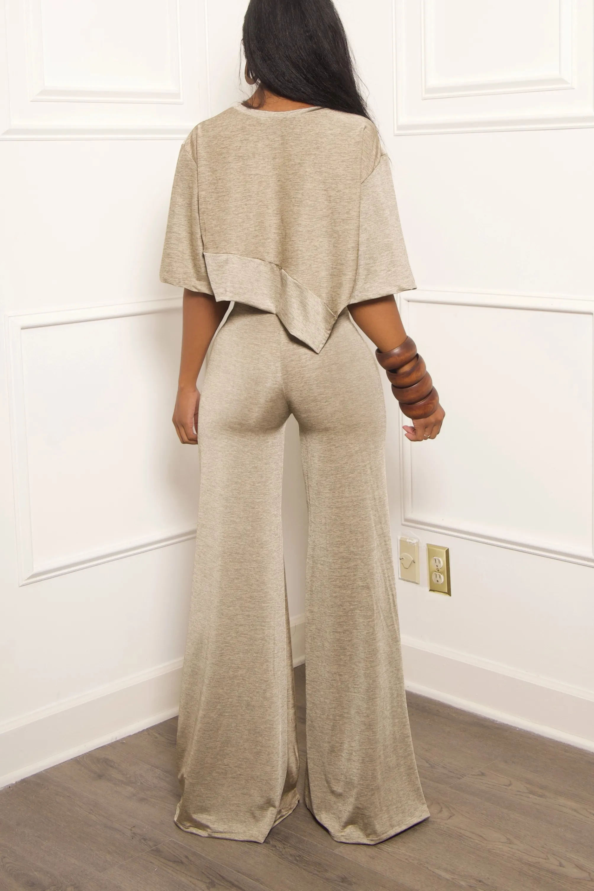 Golden High Waisted Pocket Wide leg Pants