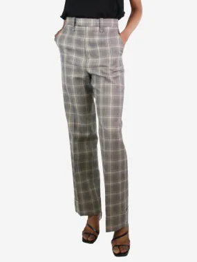 Grey and beige checkered trousers - size UK 6