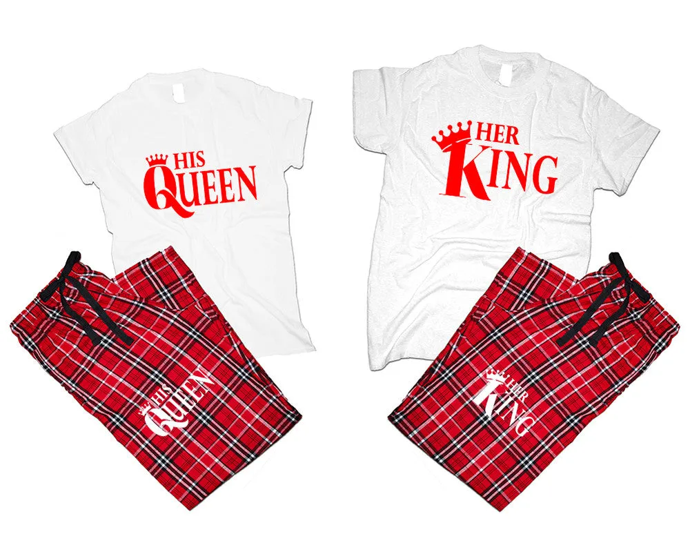 Her King His Queen Couple Matching T Shirts and Flannel Pants