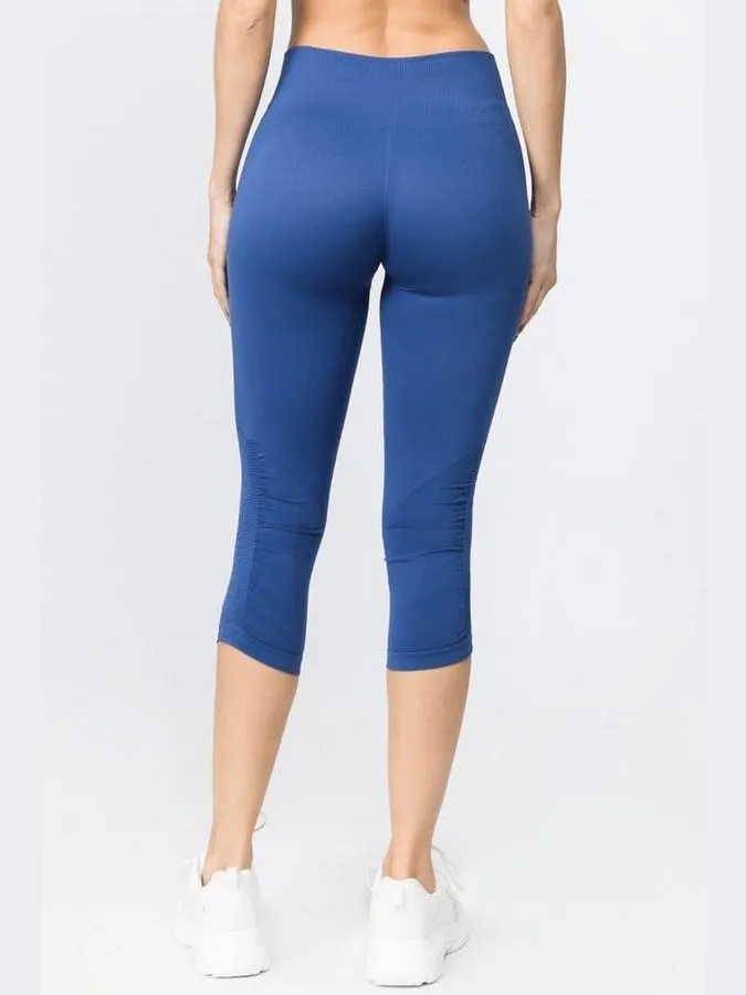 High Rise Cinched Ankle Seamless Capri Leggings