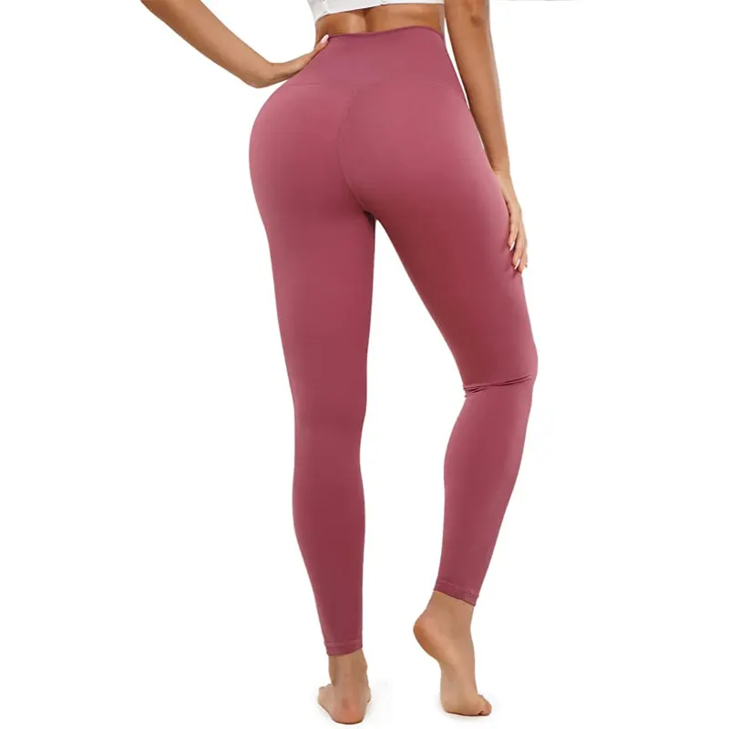 High Waist Seamless Plain Ribbed Leggings