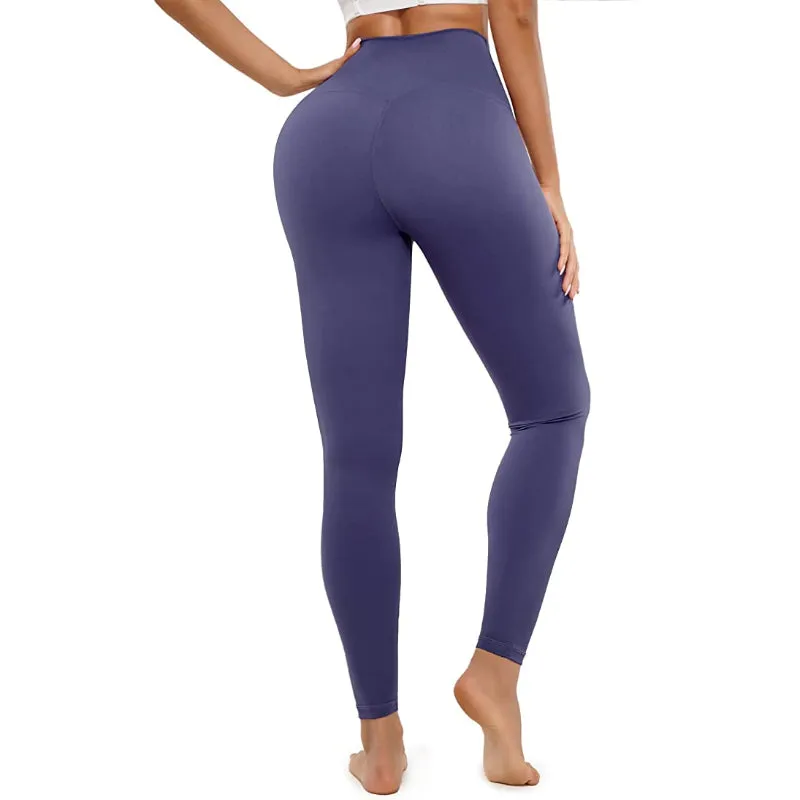 High Waist Seamless Plain Ribbed Leggings