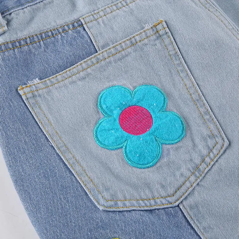 Hippie Flower Patch Flare Jeans