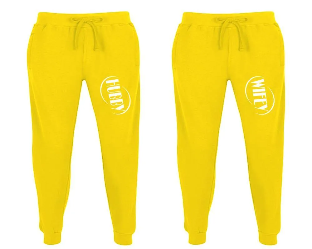 Hubby Wifey Couple Matching Jogger Pants,  Couple Designed Sweatpants