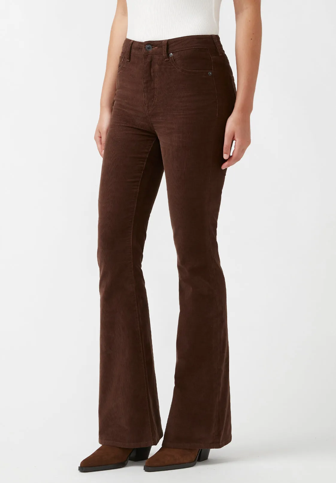 Joplin High Rise Flare Women's Corduroy Pants in Brown - BL15940