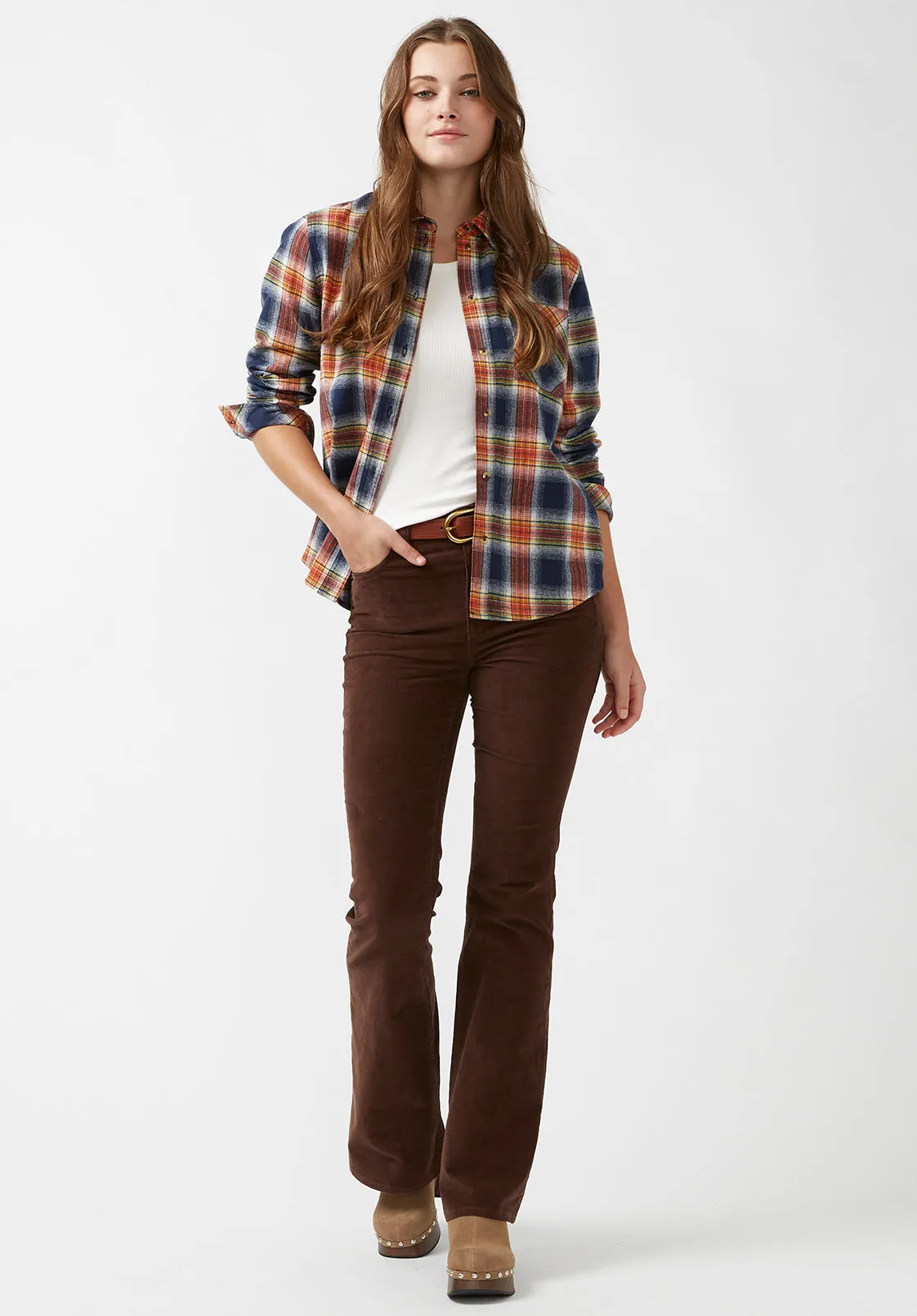 Joplin High Rise Flare Women's Corduroy Pants in Brown - BL15940