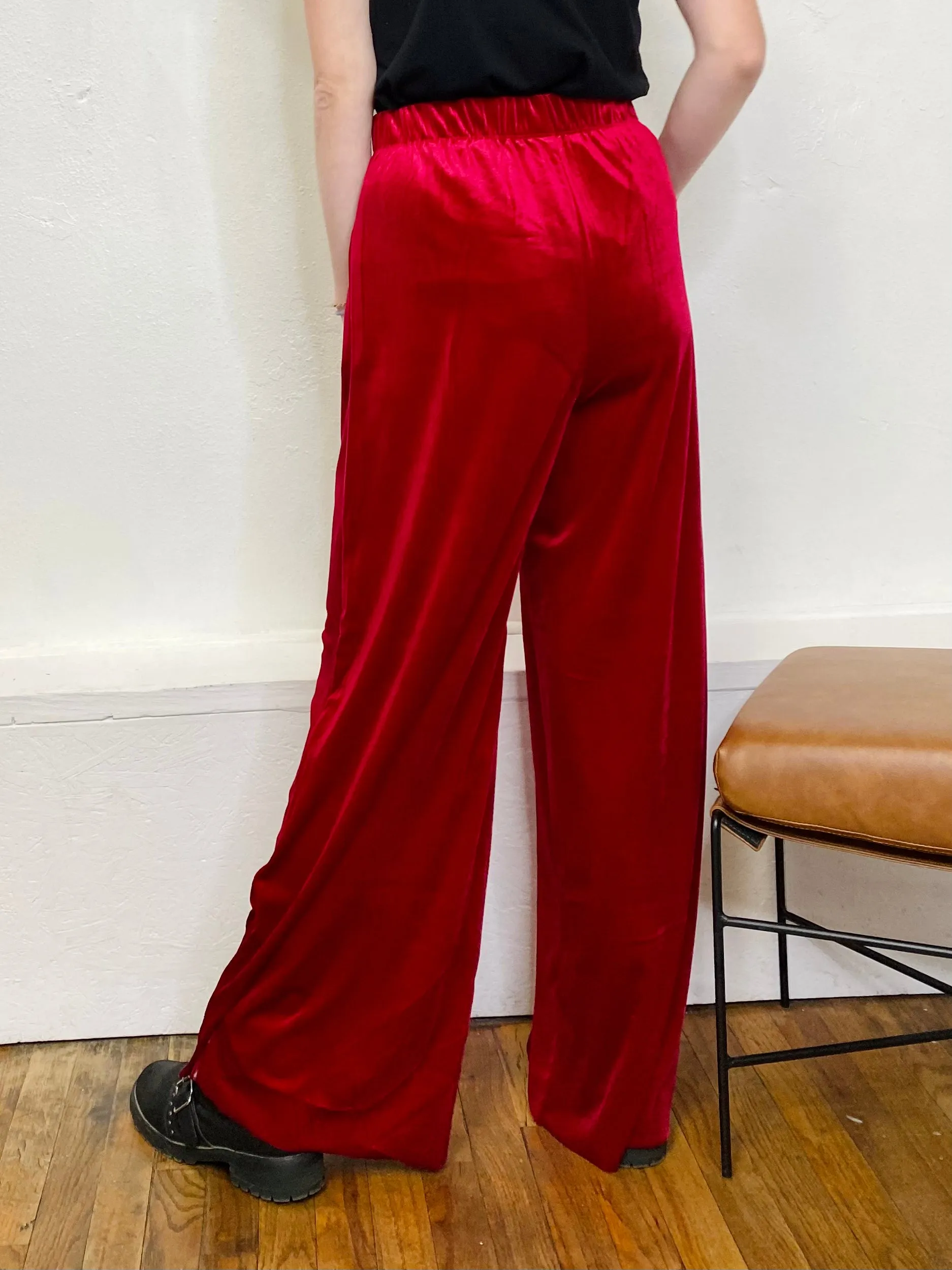 Kaci Velvet Wide Leg Pull On Pants