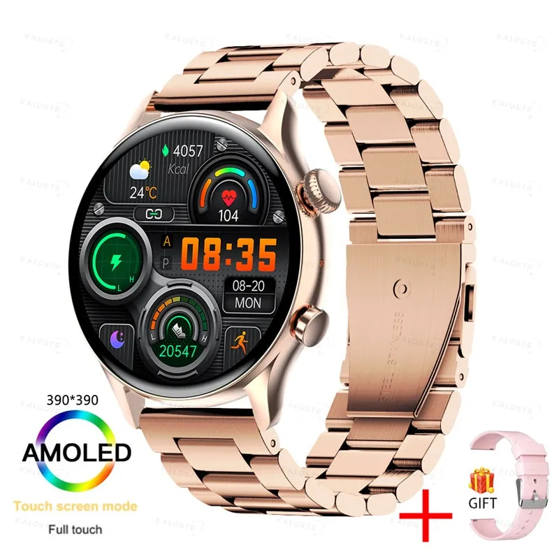 KALOSTE Smart Watch AMOLED HD Screen Always On Display Women Watches Bluetooth Call IP68 Waterproof Sport fitness Men Smartwatch