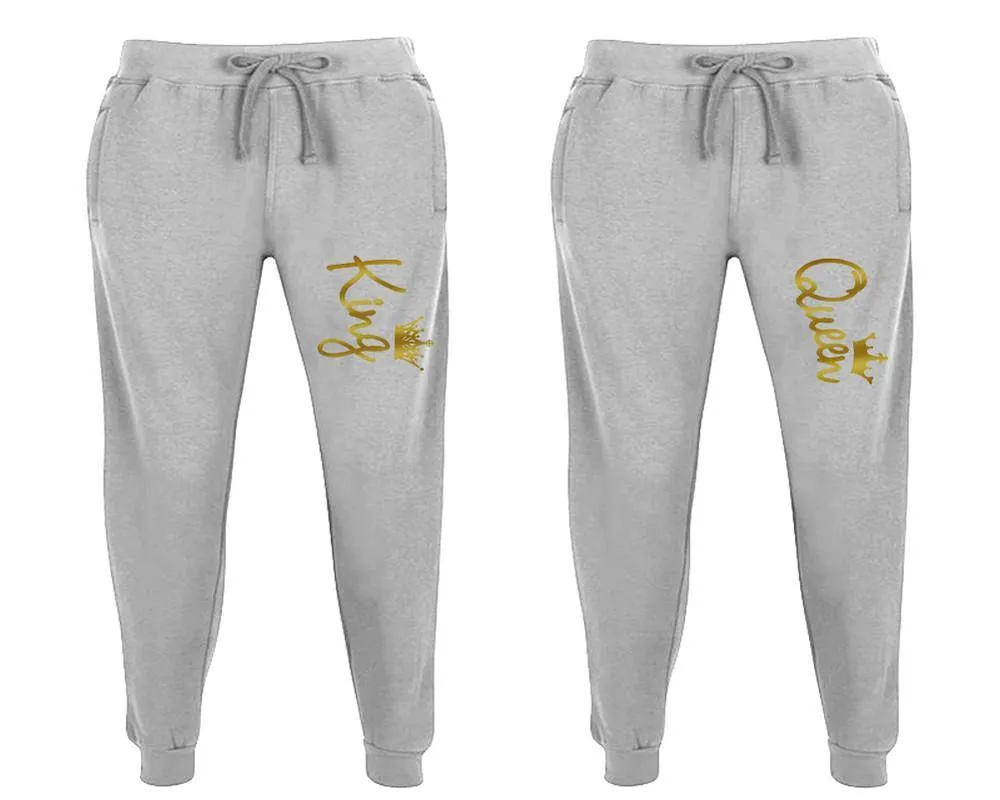 King Queen Couple Matching Jogger Pants,  Couple Designed Sweatpants