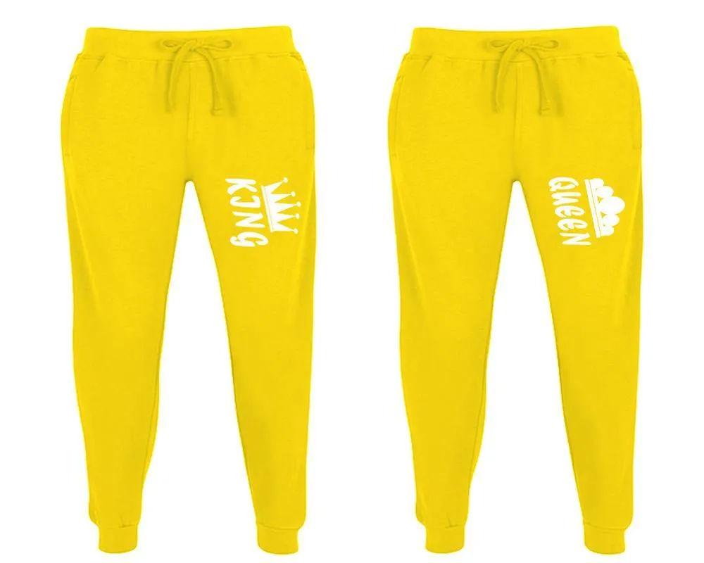 King Queen Couple Matching Jogger Pants,  Couple Designed Sweatpants