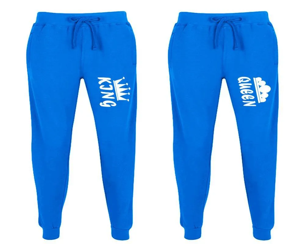 King Queen Couple Matching Jogger Pants,  Couple Designed Sweatpants