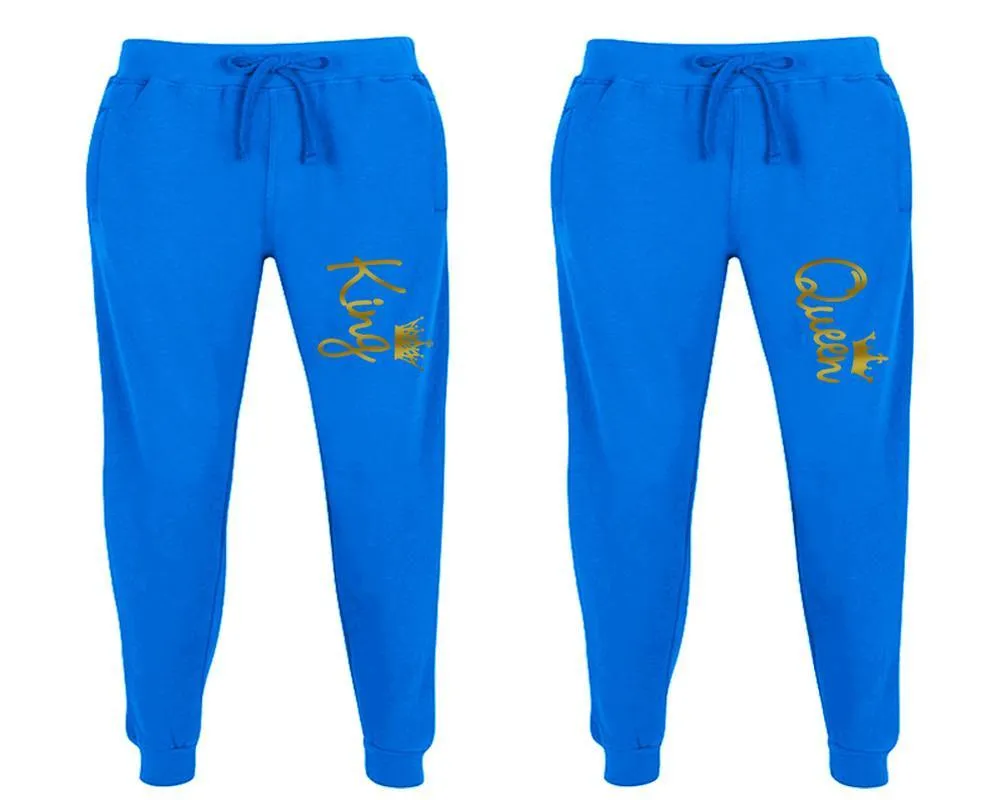 King Queen Couple Matching Jogger Pants,  Couple Designed Sweatpants