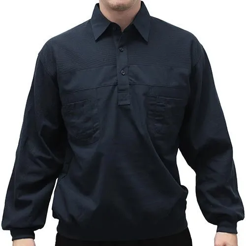 LD Sport Four Pocket Woven Long Sleeve Banded Bottom Shirt-Navy 6097-200 Big and Tall