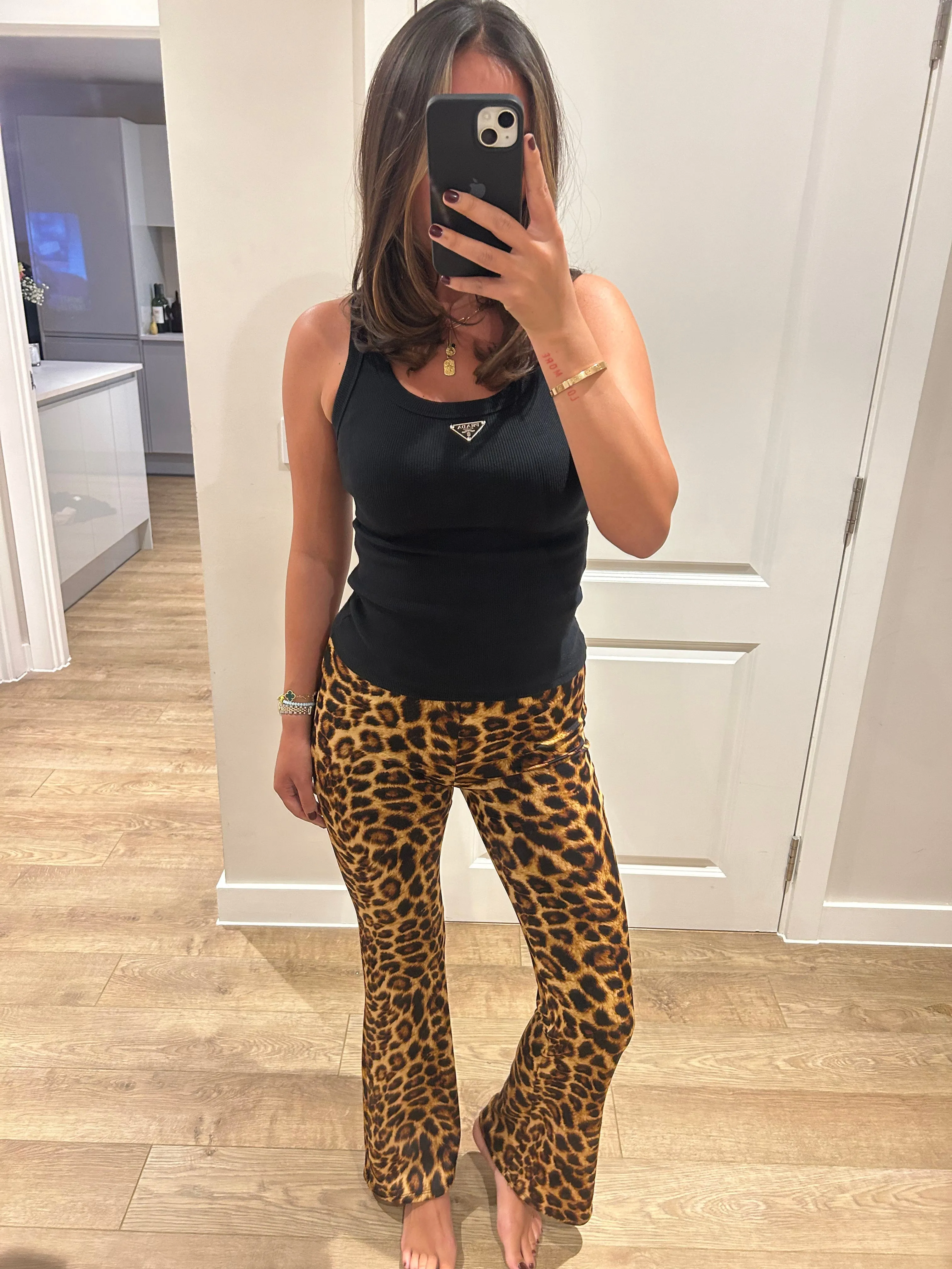 Leopard Scuba Flare Trousers