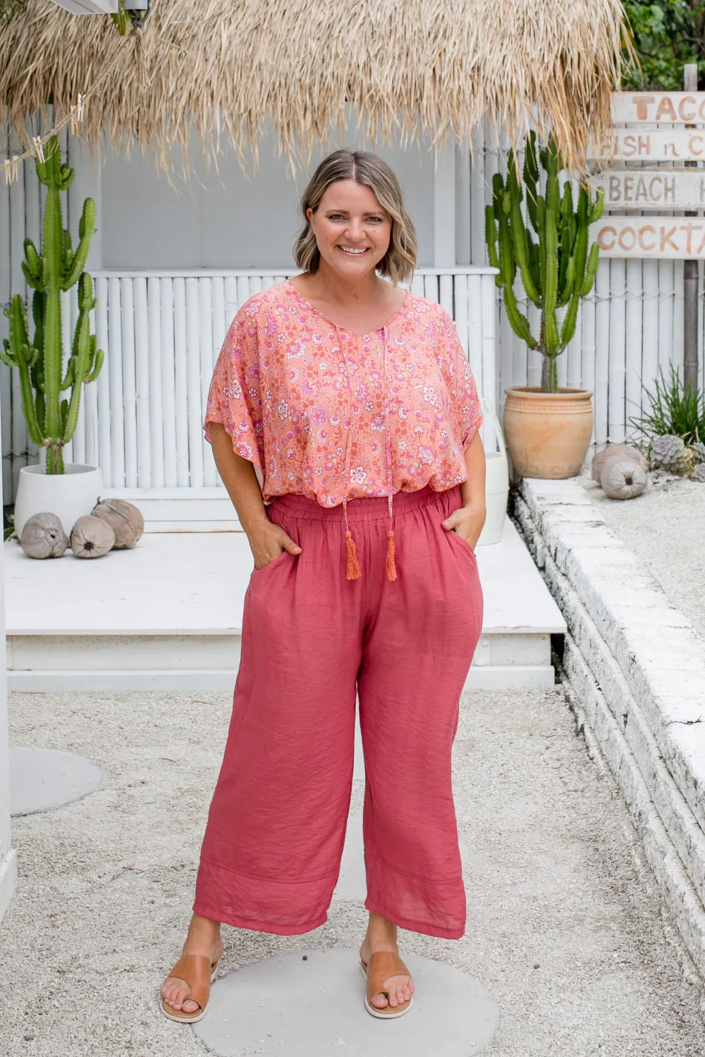 Long Relaxed Fit Pants - Terracotta