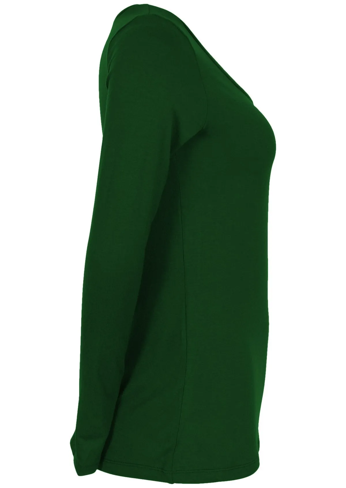 Long Sleeve Stretch V-neck Top Forest Green