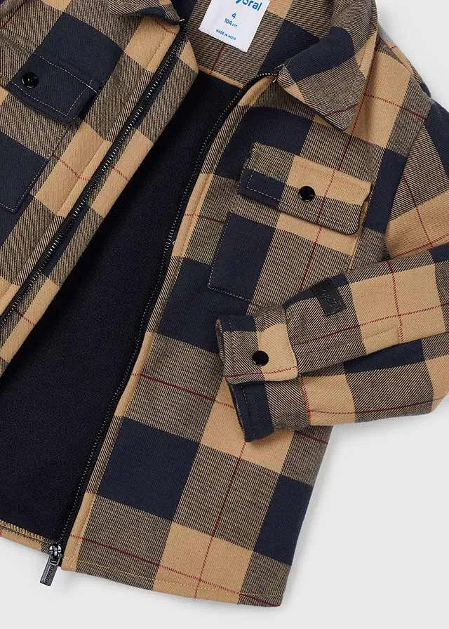 Mayoral Boys Beige And Navy Checked Jacket