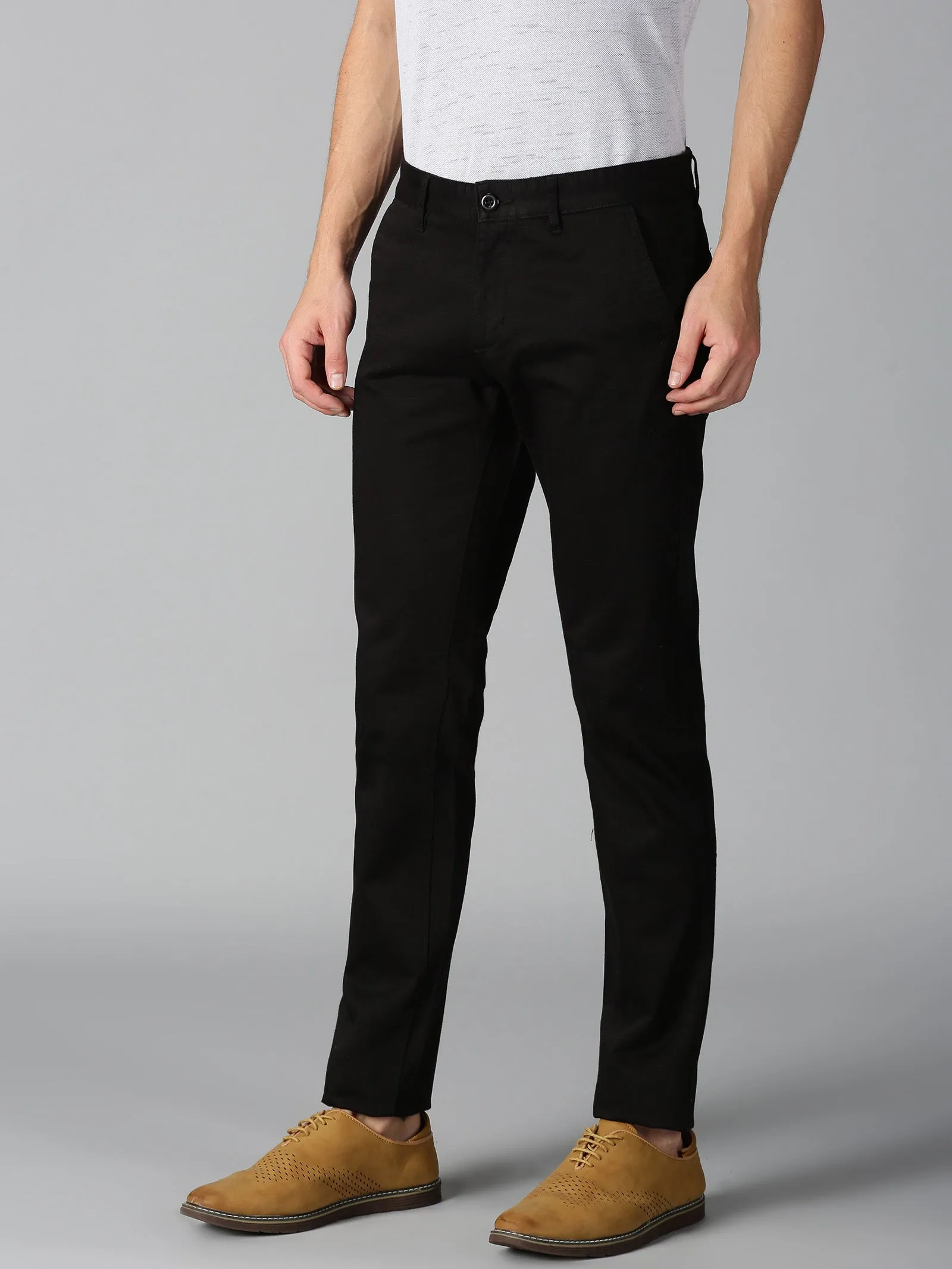 MEN'S BLACK SOLID SLIM FIT TROUSER