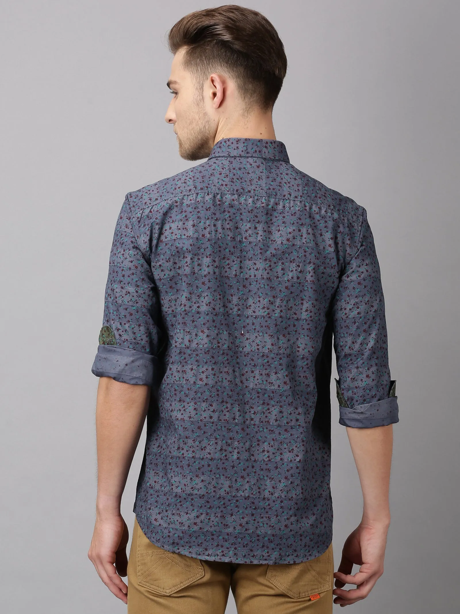 MEN'S BLUE PRINT SLIM FIT SHIRT