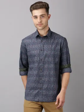 MEN'S BLUE PRINT SLIM FIT SHIRT