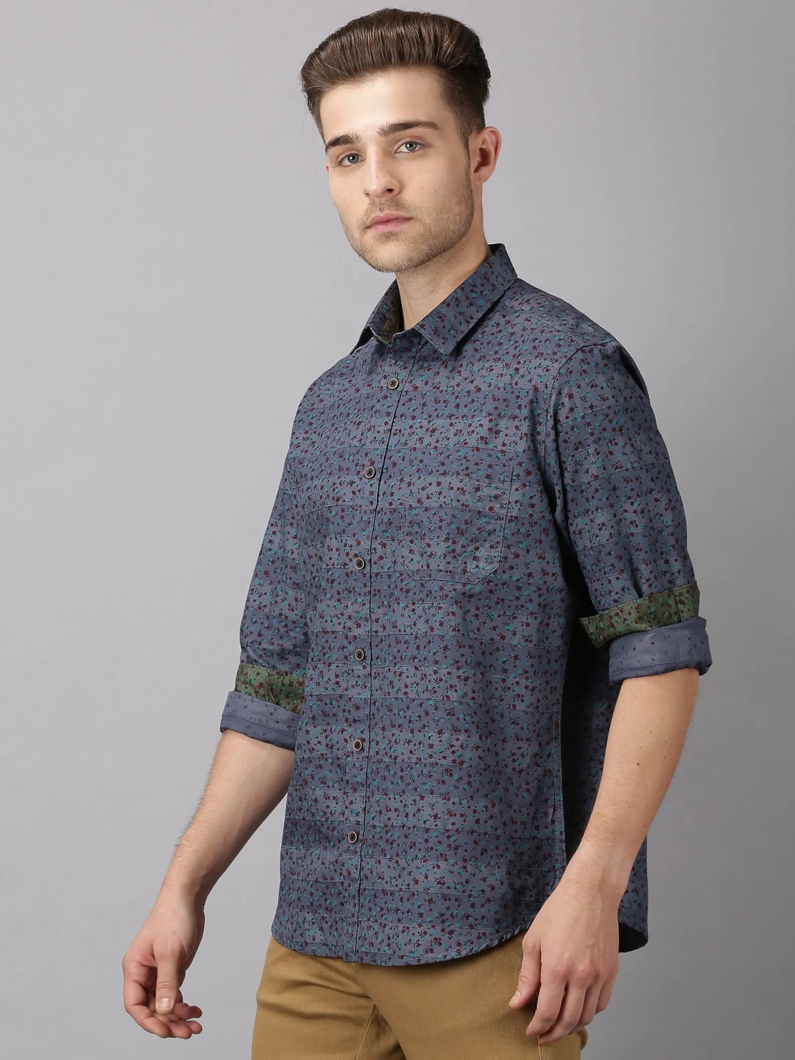 MEN'S BLUE PRINT SLIM FIT SHIRT