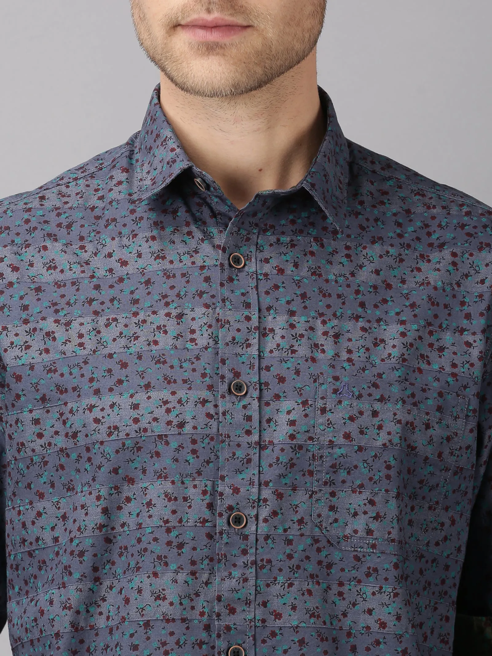 MEN'S BLUE PRINT SLIM FIT SHIRT