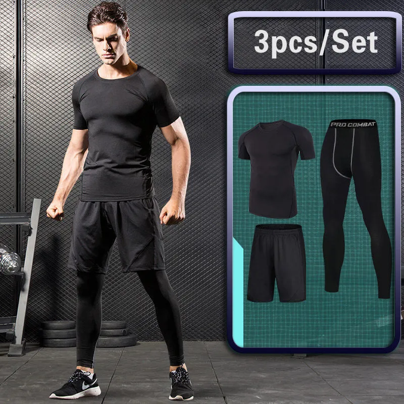 Men's Compression Sportswear Suits Gym Tight Training Clothing Workout Jogging Sports Set Fitness Running Tracksuit Rash Guard