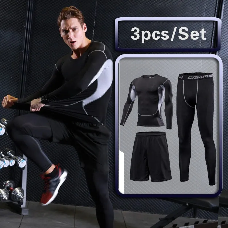 Men's Compression Sportswear Suits Gym Tight Training Clothing Workout Jogging Sports Set Fitness Running Tracksuit Rash Guard