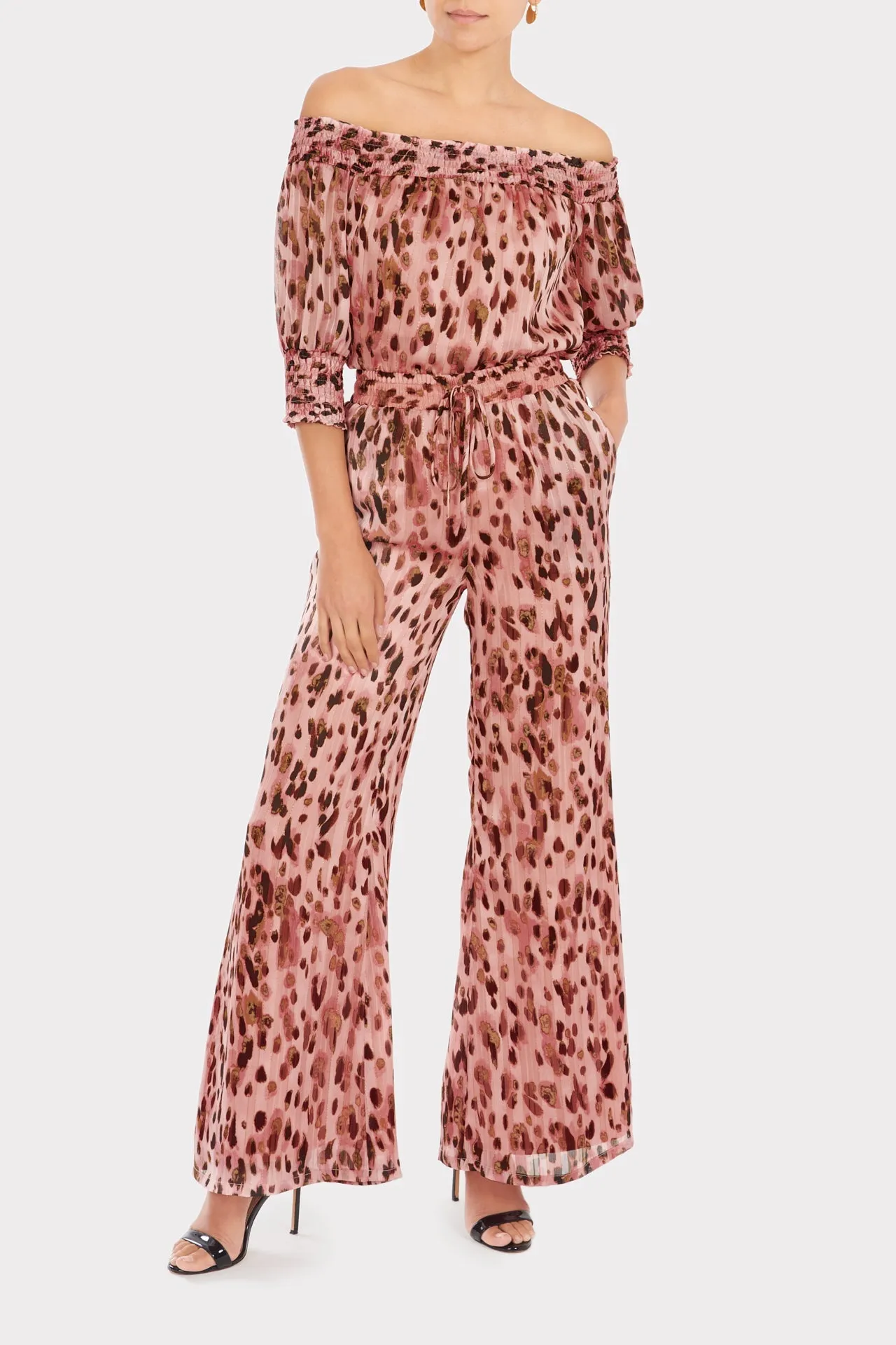 Metallic Leopard Stripe Burnout Track Pant