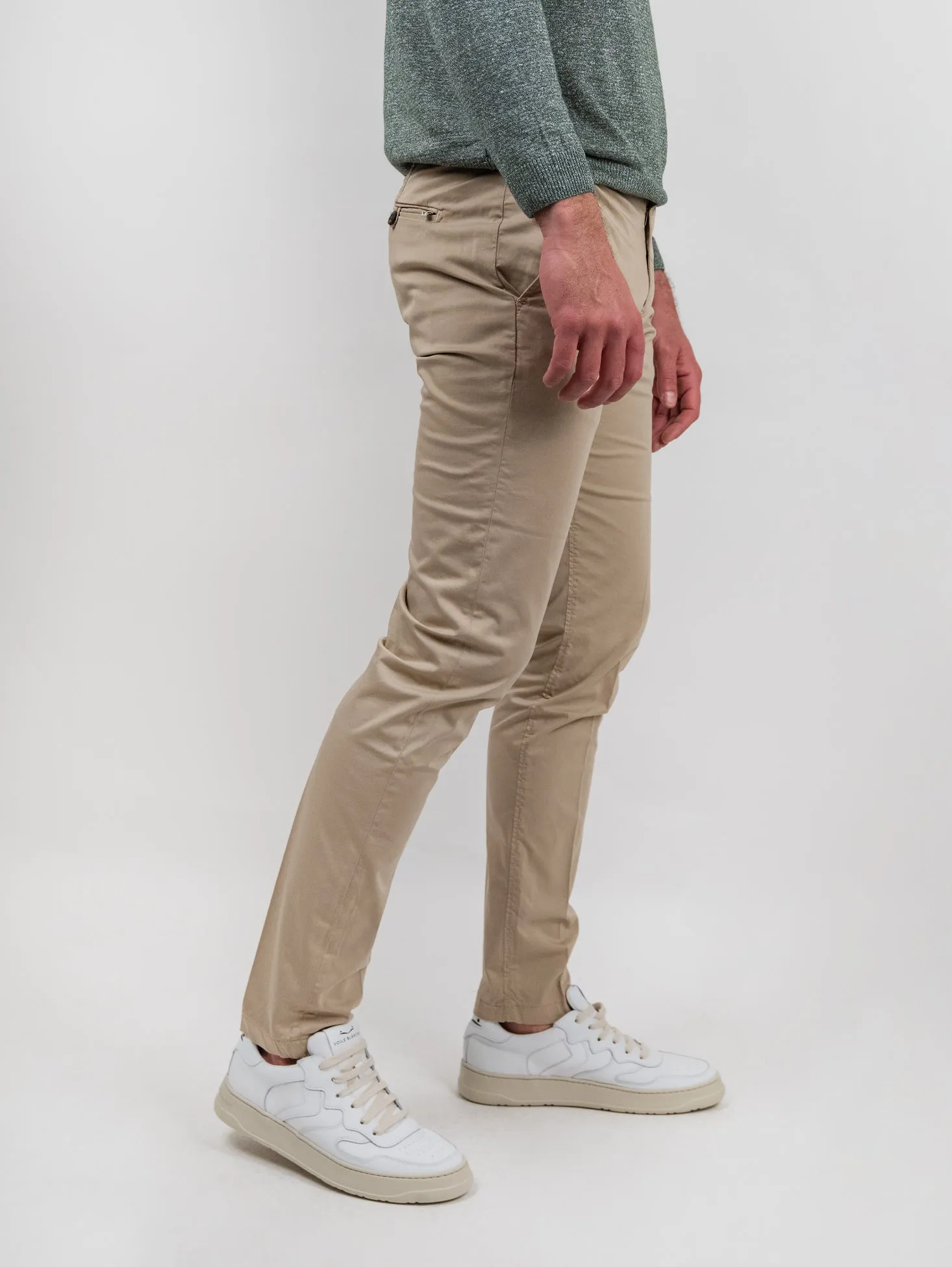 Pantalone chinos in cotone elasticizzato beige