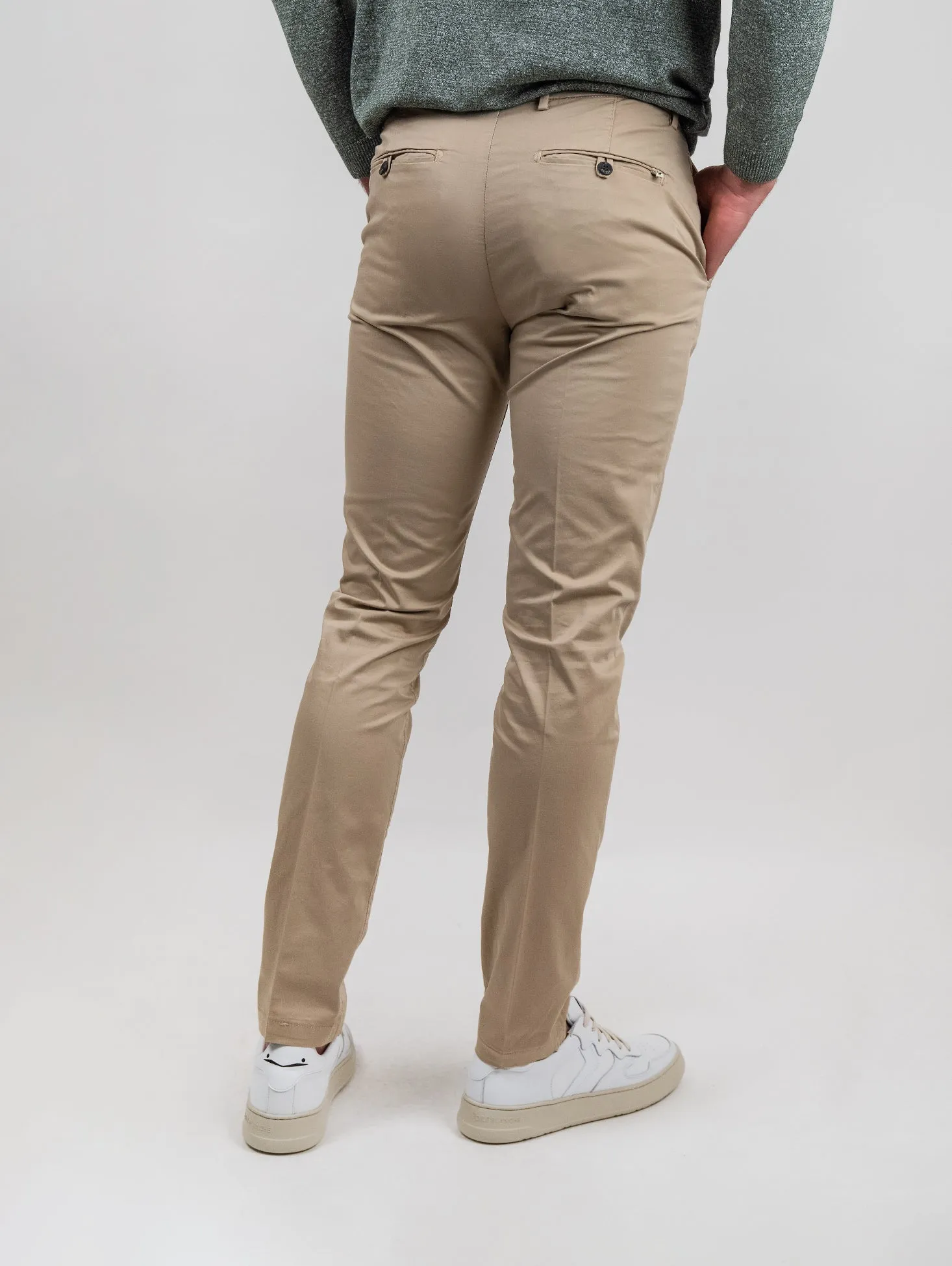 Pantalone chinos in cotone elasticizzato beige