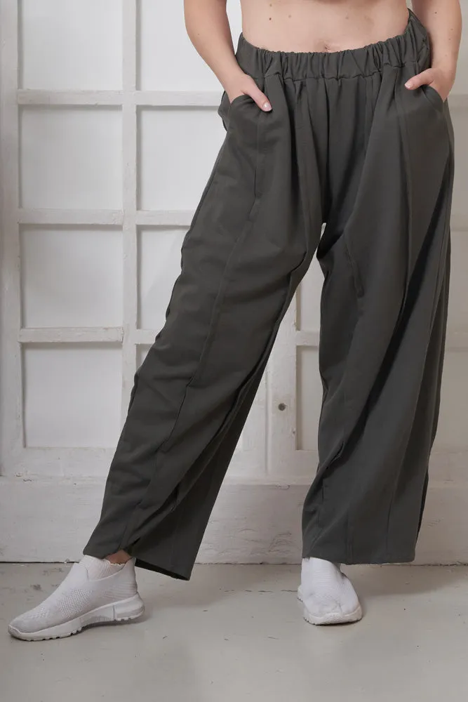 Plain Layered Knitted Cotton Trousers