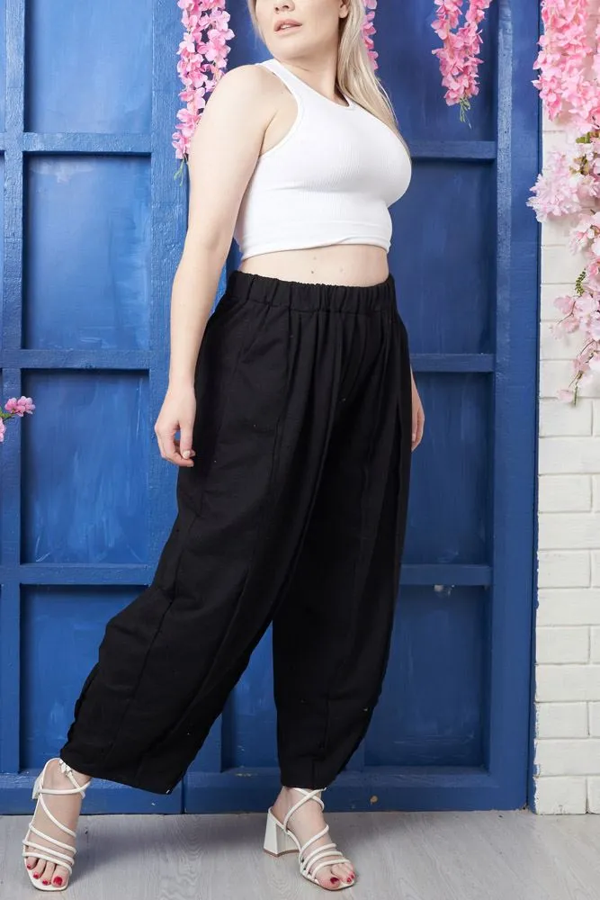 Plain Layered Knitted Cotton Trousers