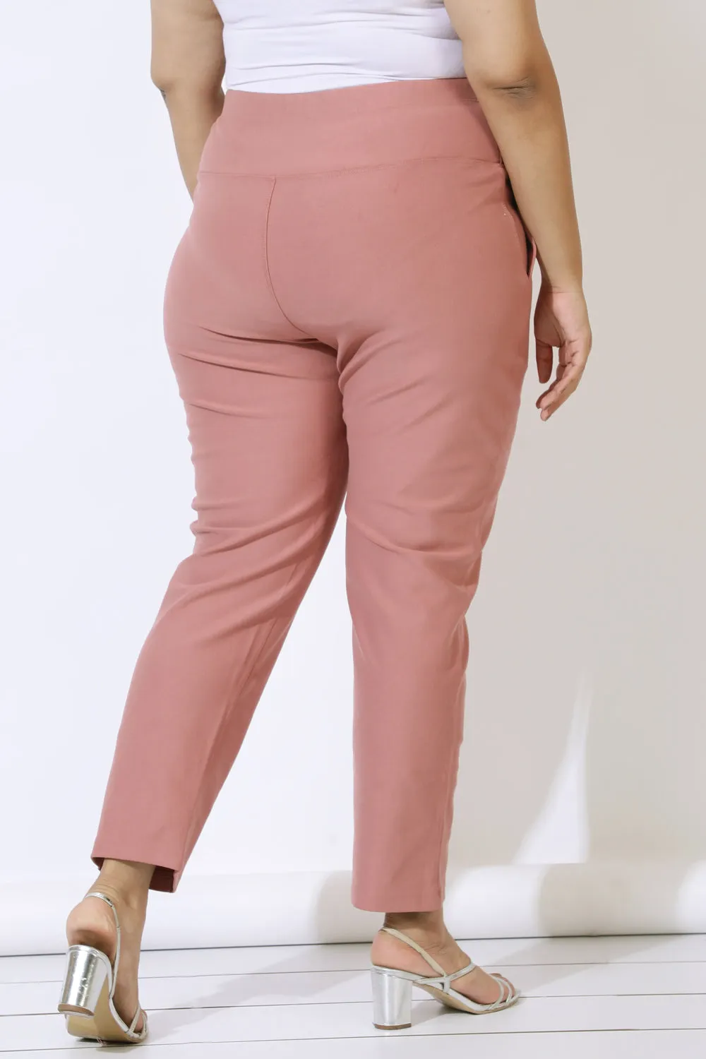 Plus Size Dusty Pink Crease Seam Tummy Tucker Pants