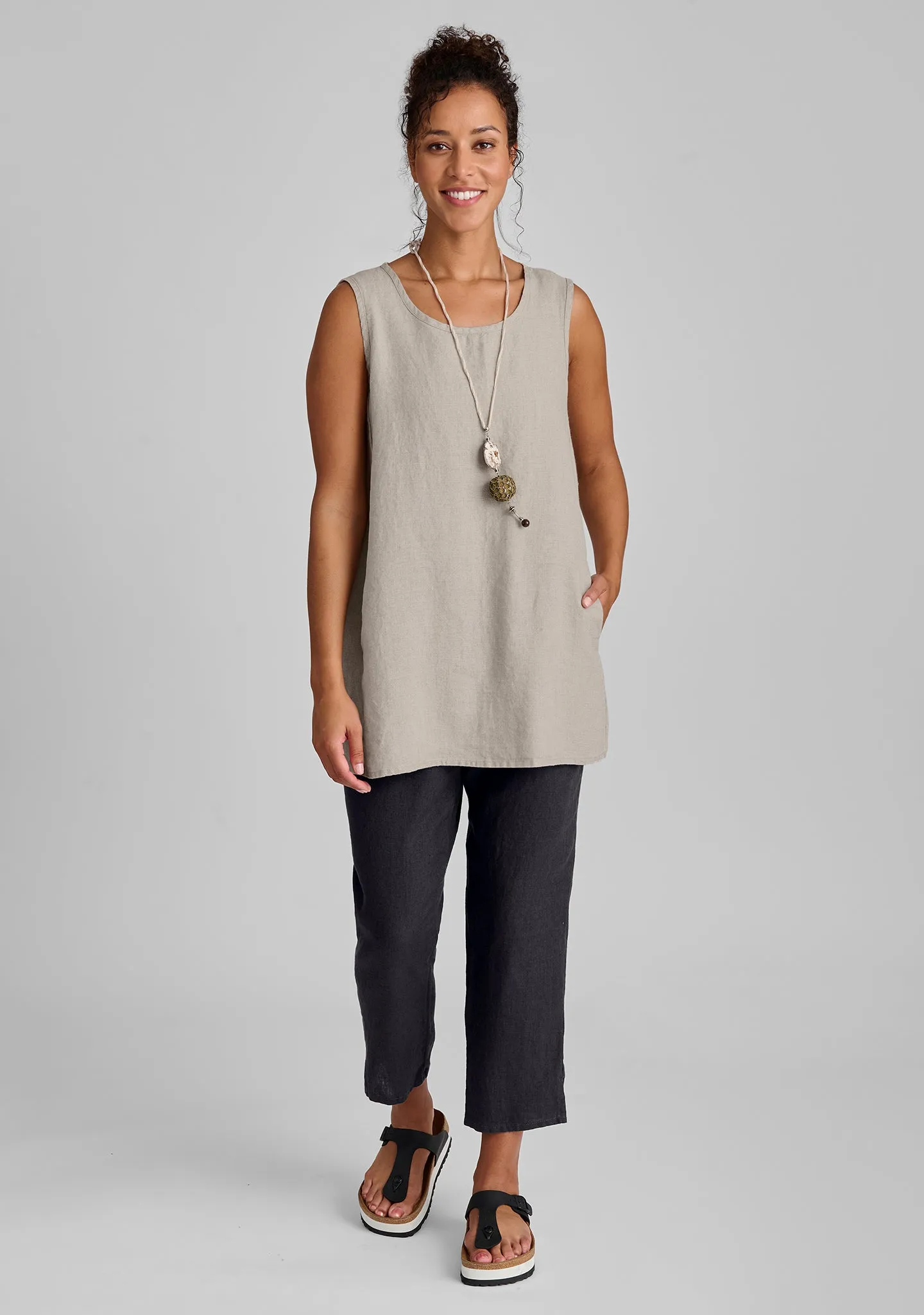 Pocketed Ankle Pant - Linen Pants