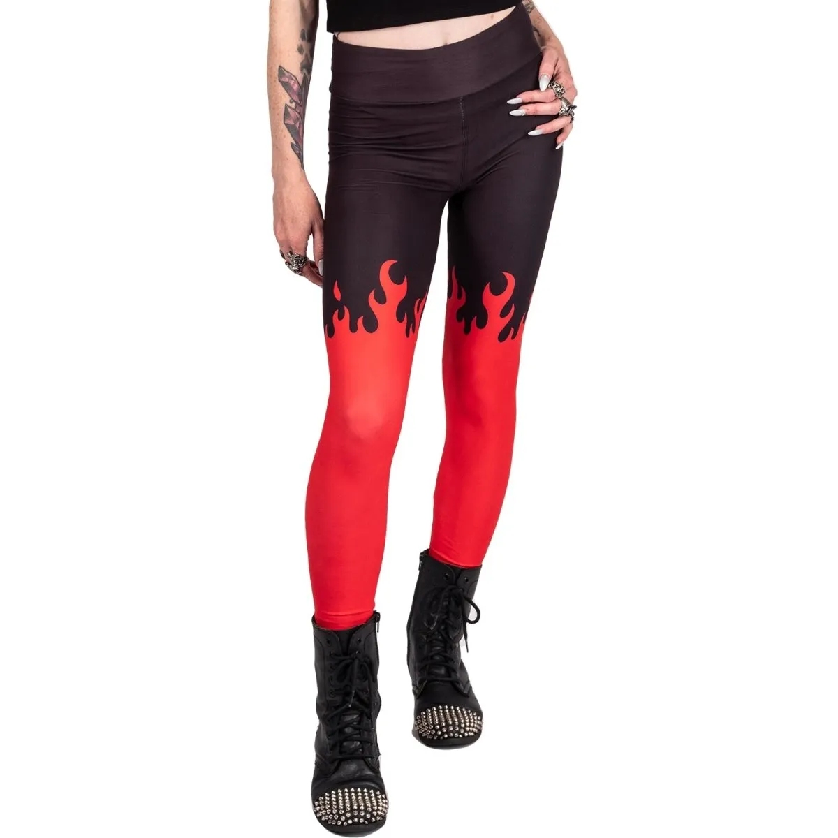 Red Hot Fire High Waist Leggings