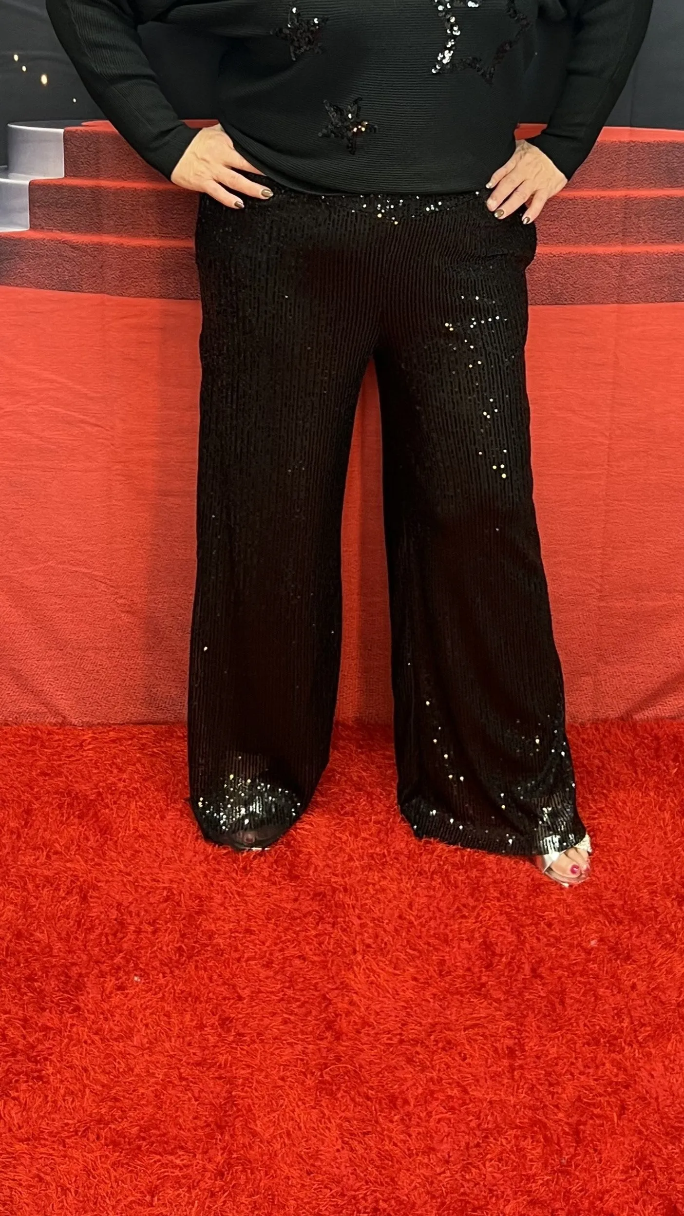 SARAH Sequin Glitter Flared Trouser