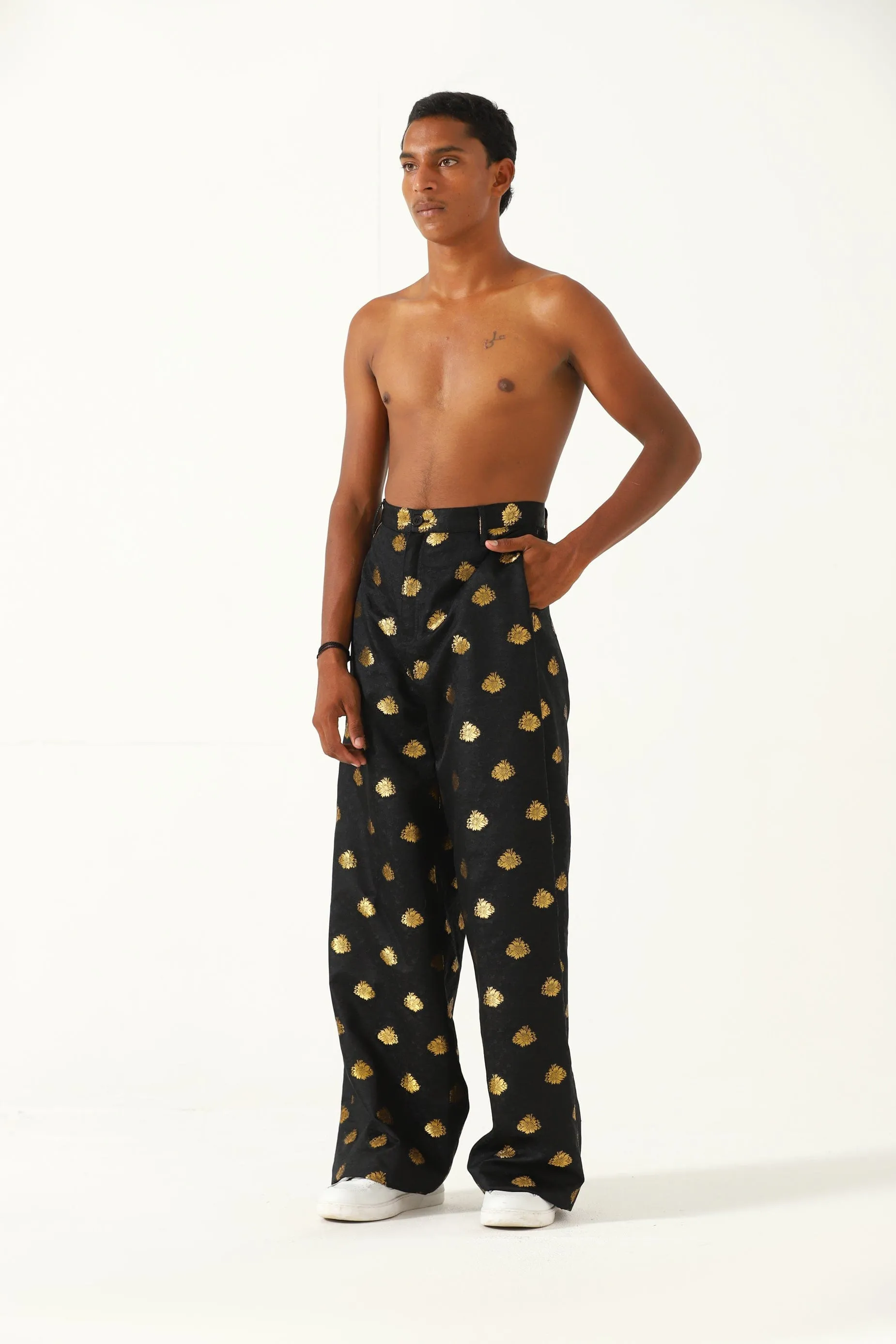 SILK MOTIF TROUSERS