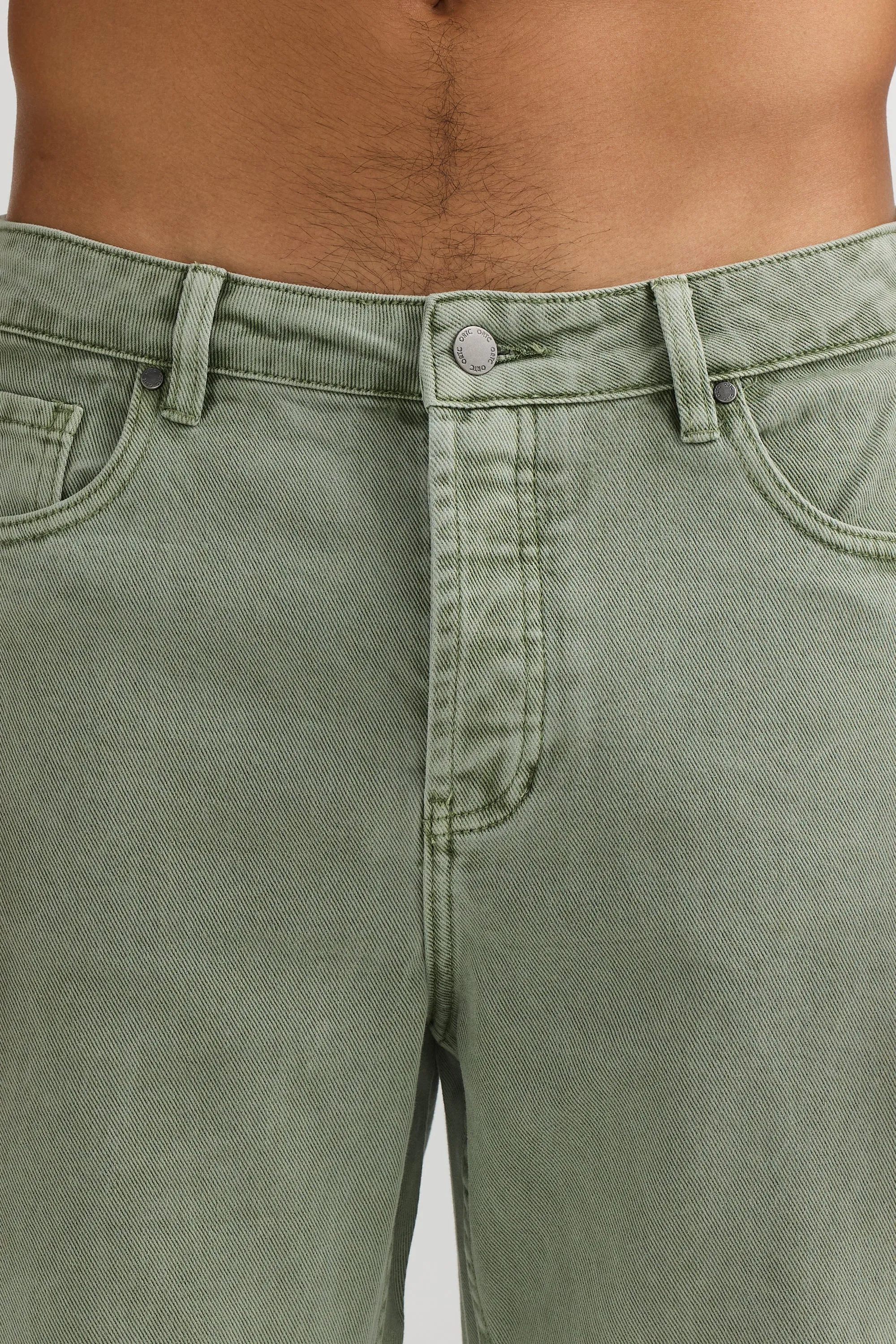 Straight Twill Pants Olive