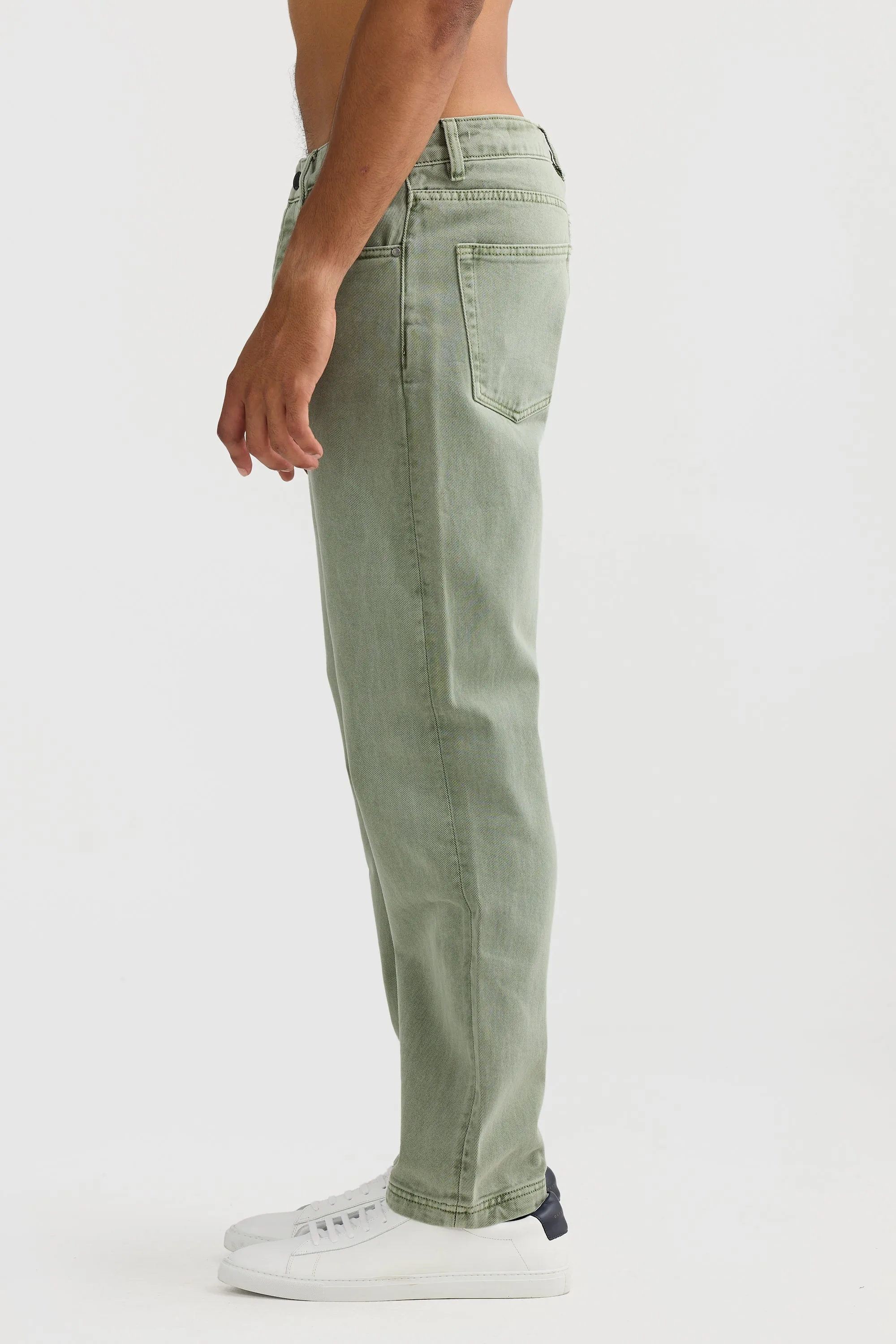 Straight Twill Pants Olive